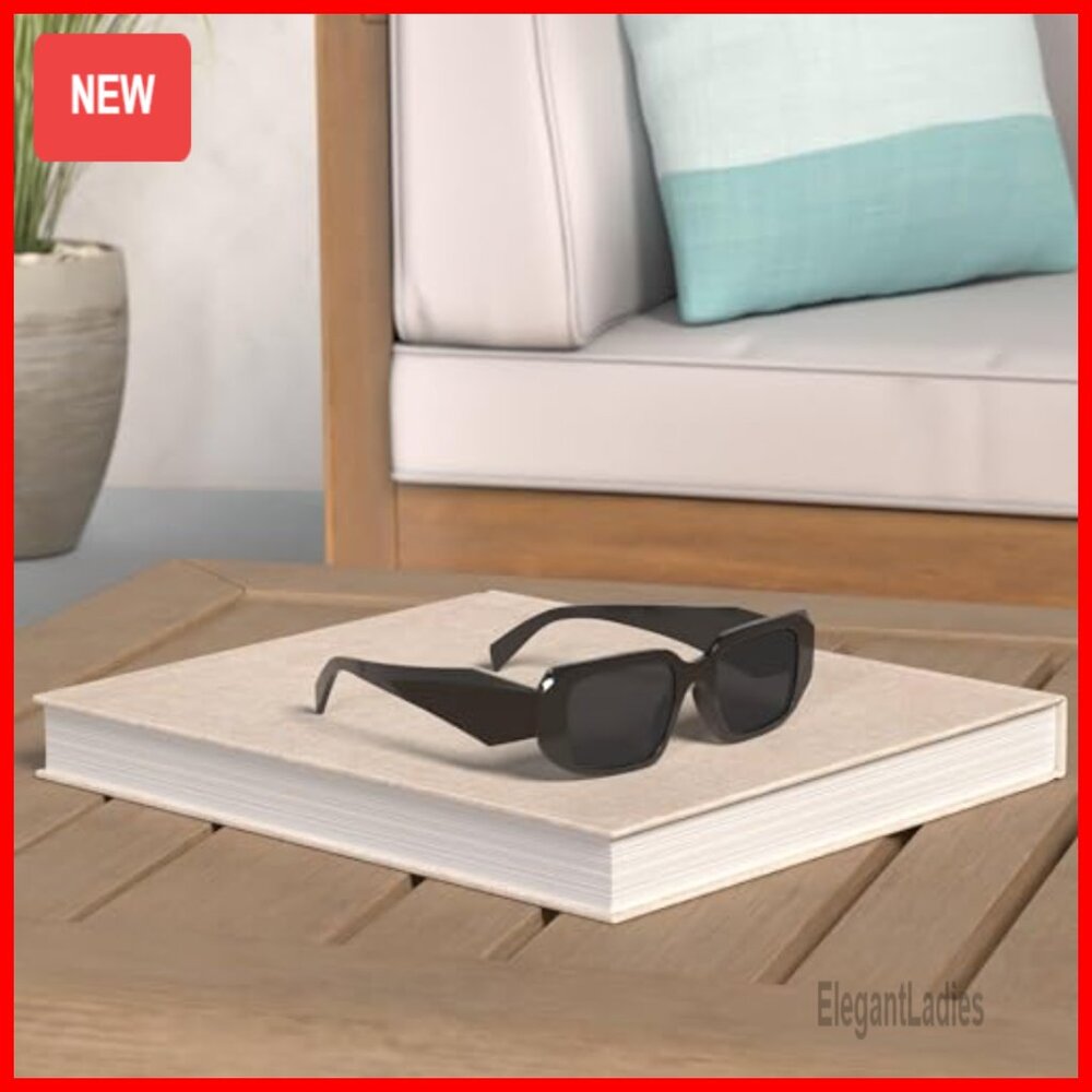 Vintage Rectangular Sunglasses Uv400 Protection P… - image 2